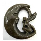 Hand-Carved Stone Pendants - Labradorite Moon Disc, Grapevine Oval & Crescent Ring (Lot of 3)