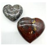 Dragon Blood Jasper & Sodalite Heart Stones (Lot of 2)