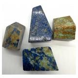 Lapis Lazuli Blocks & Blue Heart-Shaped Stone (Lot of 5)