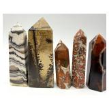 Stone Tower Points - 5-Piece Natural Obelisk Display Set