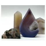Agate Geode Stones - Hand-Polished, 4 Pieces