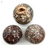 Ocean Jasper Spheres Orbicular Polished Balls (Lot of 3)