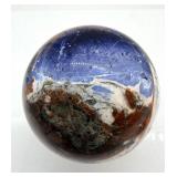 Sodalite Sphere & Carved Leaf Stone Set - Decorative Mineral Display
