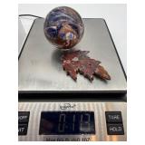 Sodalite Sphere & Carved Leaf Stone Set - Decorative Mineral Display
