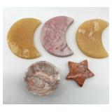 Crescent Moon & Star Stone Decor Set with Marble Bowl - 5-Piece