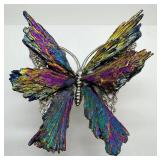 Butterfly Figure with Aura Kyanite Wings & Aura Zebra Tower Point