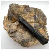 Tourmaline in Matrix Rock & Host Rock (Lot of 2) - Black Schorl Crystals