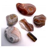 Banded Stone Cylinder Cup & Ammonite Fossils Polished Stone Collection