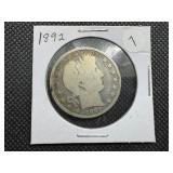 Better Date 1892 Silver Barber Half Dollar - Greysheet Wholesale Value for a G4 is $56