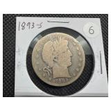 Key Date 1893-S Silver Barber Half Dollar - Greysheet Wholesale Value for a G4 is $120