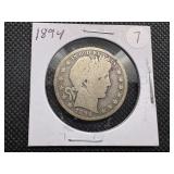 1894 Silver Barber Half Dollar