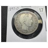 Key Date 1897-O Silver Barber Half Dollar - Greysheet Wholesale Value for a VG8 is $185