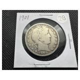 1901 Silver Barber Half Dollar