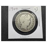 1904 Silver Barber Half Dollar
