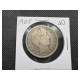 1905 Silver Barber Half Dollar