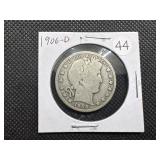 1906-D Silver Barber Half Dollar