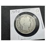 1907-S Silver Barber Half Dollar