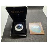 2014 BU Proof Australian 1 Oz. Silver Masked Owl Opal Coin - No 3824 of 8000 minted with COA in Lighted Mint Package