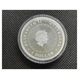 2014 BU Proof Australian 1 Oz. Silver Masked Owl Opal Coin - No 3824 of 8000 minted with COA in Lighted Mint Package