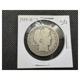 1909-O Silver Barber Half Dollar