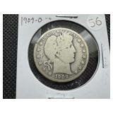 1909-O Silver Barber Half Dollar