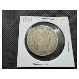 1910 Silver Barber Half Dollar