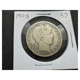 1911-S Silver Barber Half Dollar
