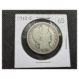 1912-S Silver Barber Half Dollar