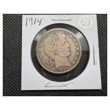 Semi-Key Date 1914 Barber Half Dollar - Greysheet Wholesale Value for a VG8 is $136