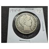 1915-D Silver Barber Half Dollar
