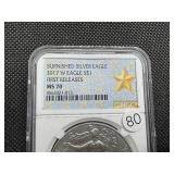 2017-W Burnished 1  Oz. Silver American Eagle NGC MS70  - Perfect Graded Coin! - NGC Price Guide $130