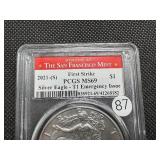 2021-S 1 Oz. Emergency IssueSilver American Eagle PCGS MS69  -  PCGS Price Guide $110