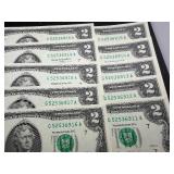 Ten Sequential $2 Bill