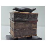 Interesting Old Vintage Bamboo Box w/Carved Raven / Bird