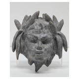 Vintage Cast Metal Gothic Style Face Sculpture