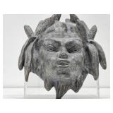 Vintage Cast Metal Gothic Style Face Sculpture