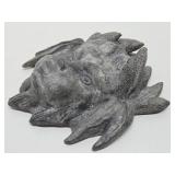 Vintage Cast Metal Gothic Style Face Sculpture