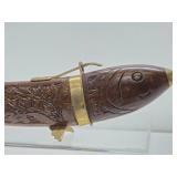 Vintage Carved Wood Fish Sculptural Carving Set #1