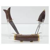 Vintage Carved Wood Fish Sculptural Carving Set #2