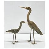 2 Handmade Folk Art Shore Birds - Tallest is 14'