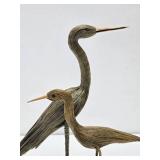 2 Handmade Folk Art Shore Birds - Tallest is 14'