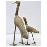 2 Handmade Folk Art Shore Birds - Tallest is 14'