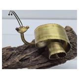Very Cute Vintage Brass Snail Sculpture on Natural Wood Base