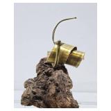 Very Cute Vintage Brass Snail Sculpture on Natural Wood Base