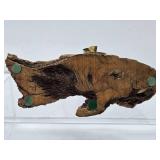 Very Cute Vintage Brass Snail Sculpture on Natural Wood Base