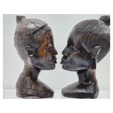 Group of Hand Carved African Wood & Carved Buffalo Horn