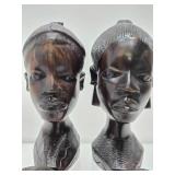 Group of Hand Carved African Wood & Carved Buffalo Horn