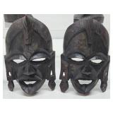 Group of Hand Carved African Wood & Carved Buffalo Horn