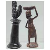 Group of Hand Carved African Wood & Carved Buffalo Horn