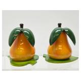 Pair of Vintage 1950's era Wooden Fruit Coin Banks